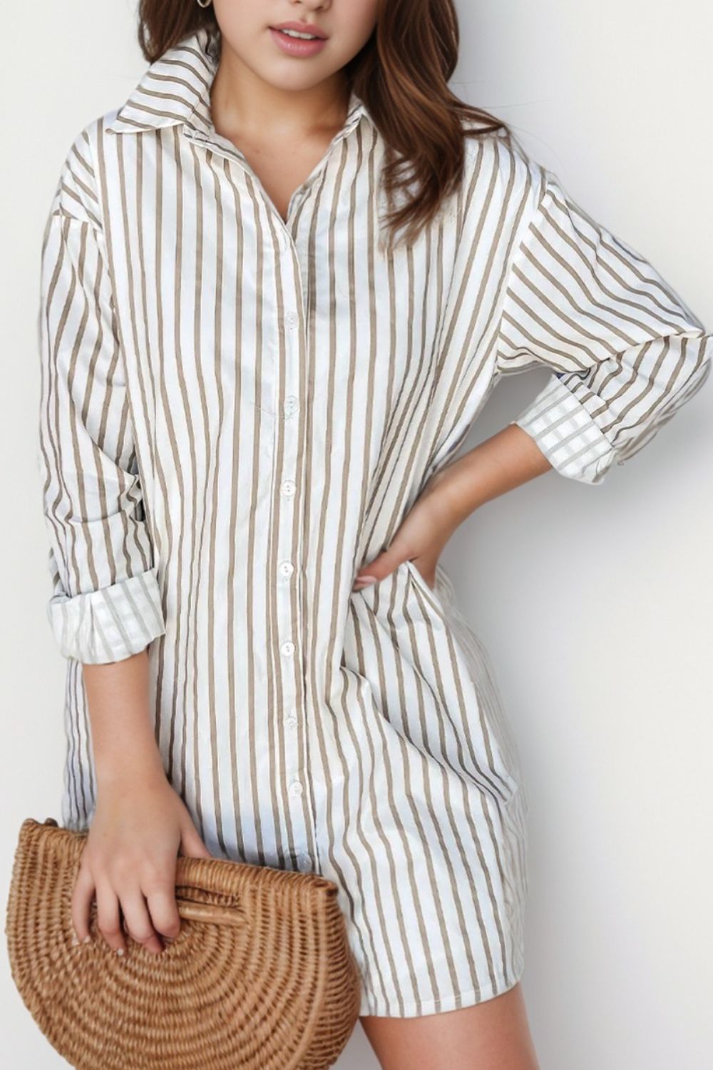 long sleeve striped shirt dress Alex Long Shirt Dress Dobby Blue Stripe