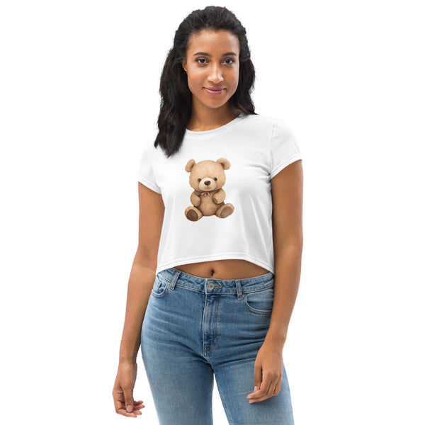 [Wild Side] Bearly Chic All-Over Print Crop Tee