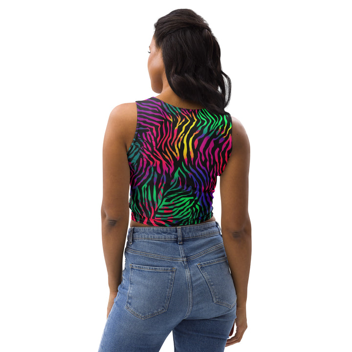[Wild Side] Neon Zebra Crop Top T-shirt The Hyper Culture