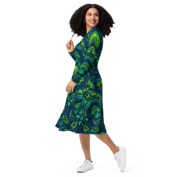[Luxe Chic] Aqua Nouveau Long Sleeve Midi Dress Dress The Hyper Culture