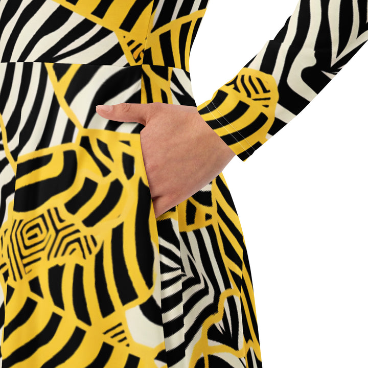 [Wild Side] Zebralicious Long Sleeve Midi Dress Dress The Hyper Culture