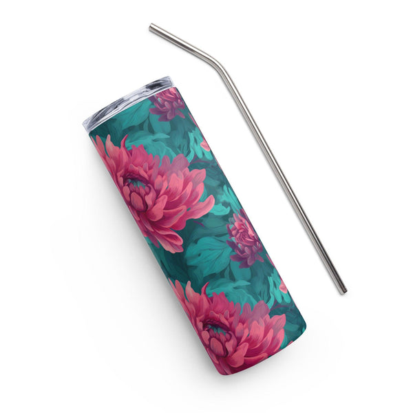 [Floral Bloom] Pink Dahlia Stainless steel tumbler Tumblers The Hyper Culture