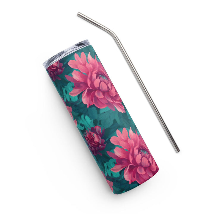 [Floral Bloom] Pink Dahlia Stainless steel tumbler Tumblers The Hyper Culture