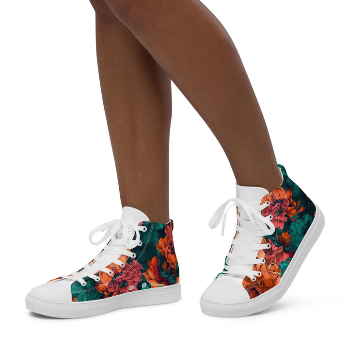 [Floral Bloom] Lumina Women’s high top canvas shoes Shoes The Hyper Culture