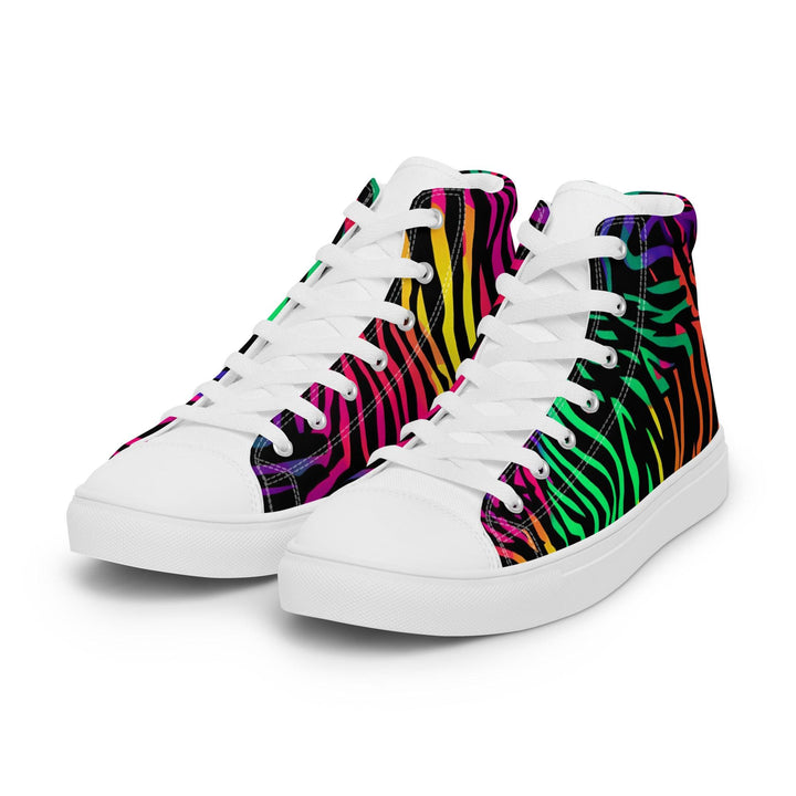 [Wild Side] Neon Zebra Women’s High Top Canvas Shoes Shoes The Hyper Culture