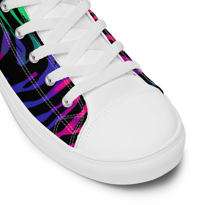 [Wild Side] Neon Zebra Women’s High Top Canvas Shoes Shoes The Hyper Culture