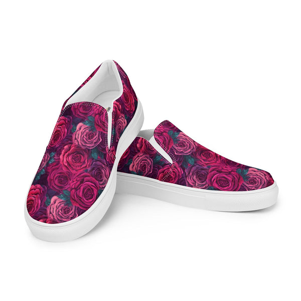 [Floral Bloom] Rose Women’s slip-on canvas shoes Shoes The Hyper Culture