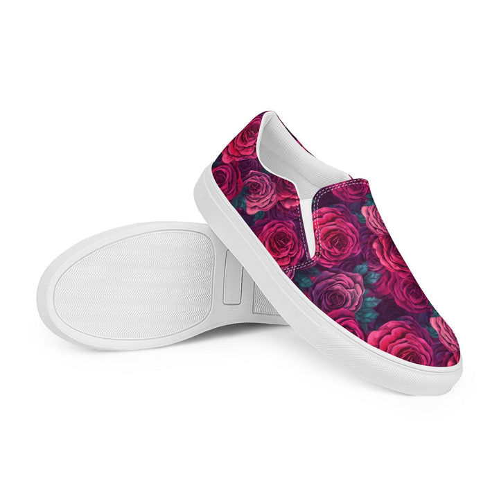 [Floral Bloom] Rose Women’s slip-on canvas shoes Shoes The Hyper Culture