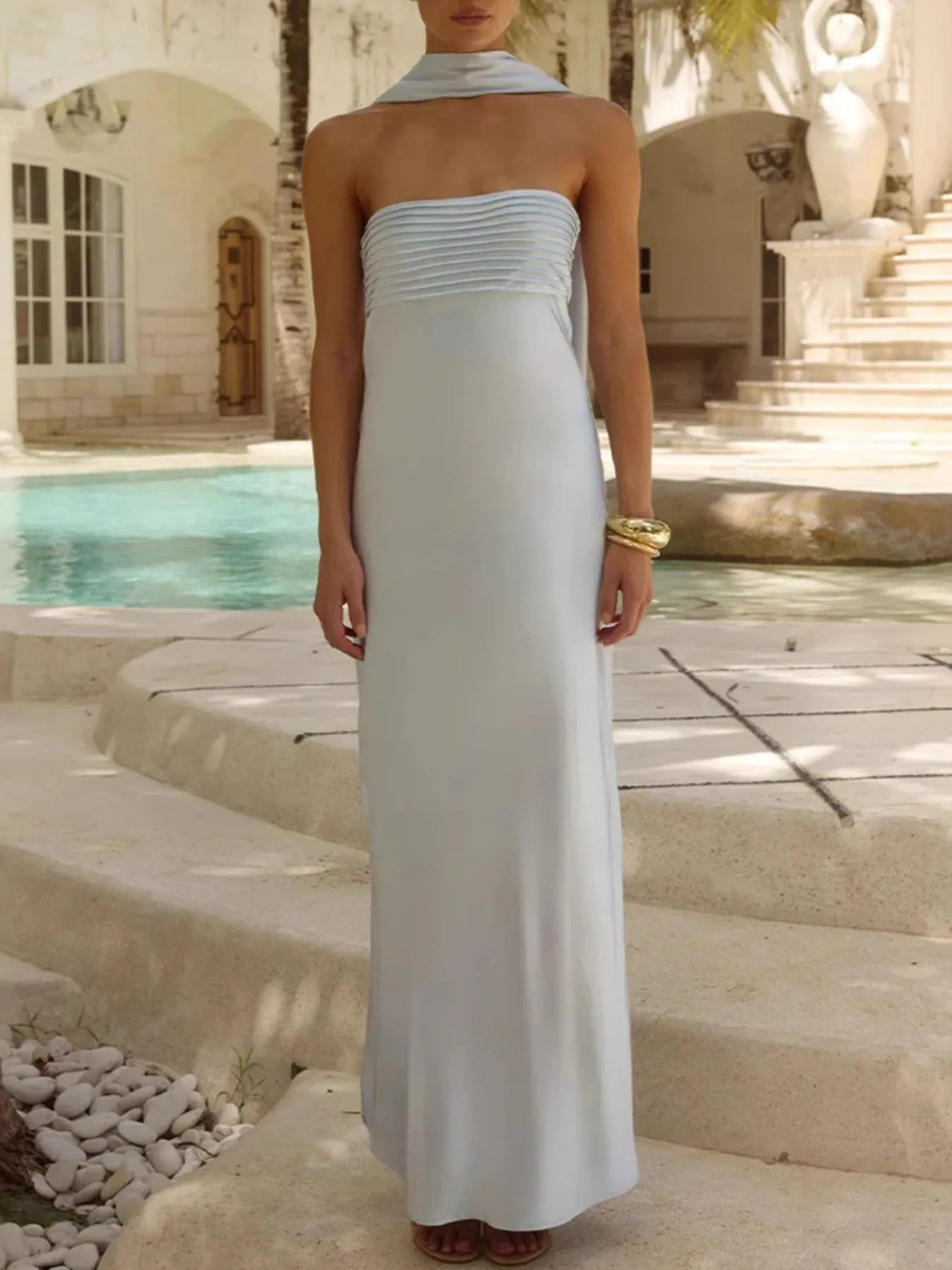 mermaid dress rose gold Jovani D5100 Long Prom Dress Champagne / 2