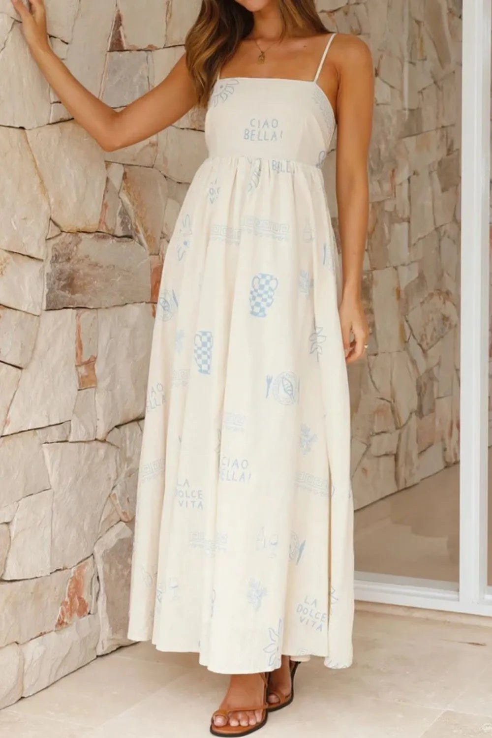 Cutout Back Printed Square Neck Maxi Cami Dress – The Hyper Culture