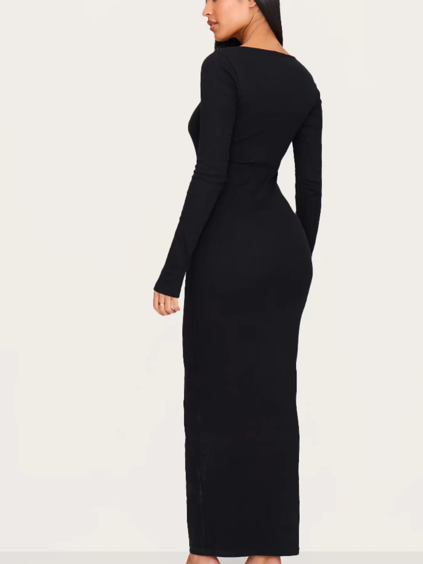 Round Neck Long Sleeve Bodycon Maxi Dress – The Hyper Culture