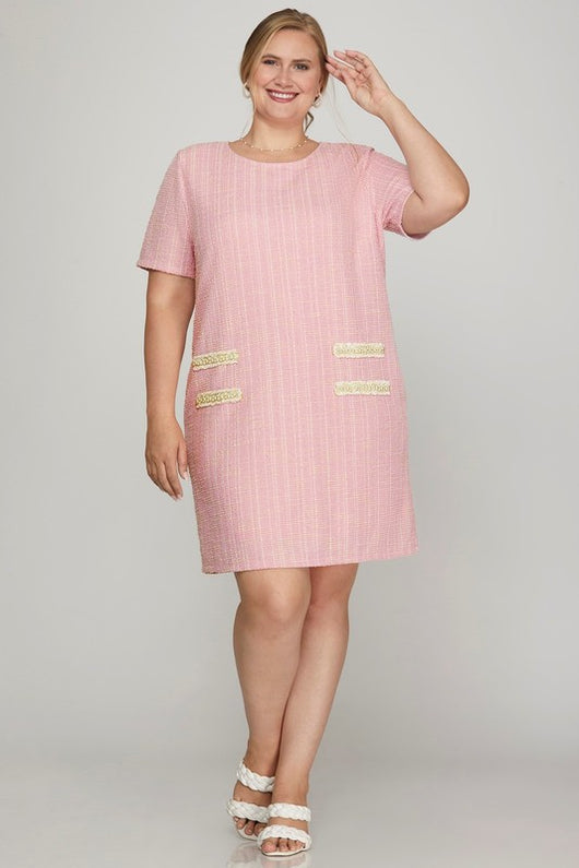 pink tweed dress plus size BOWING DOWN to our Eloise Dress in Pink Tweed shes here in over 11 sizes from xxs-5x + matching kids!! your closet needs her! , #sizeinclusive #inclusion #plussize