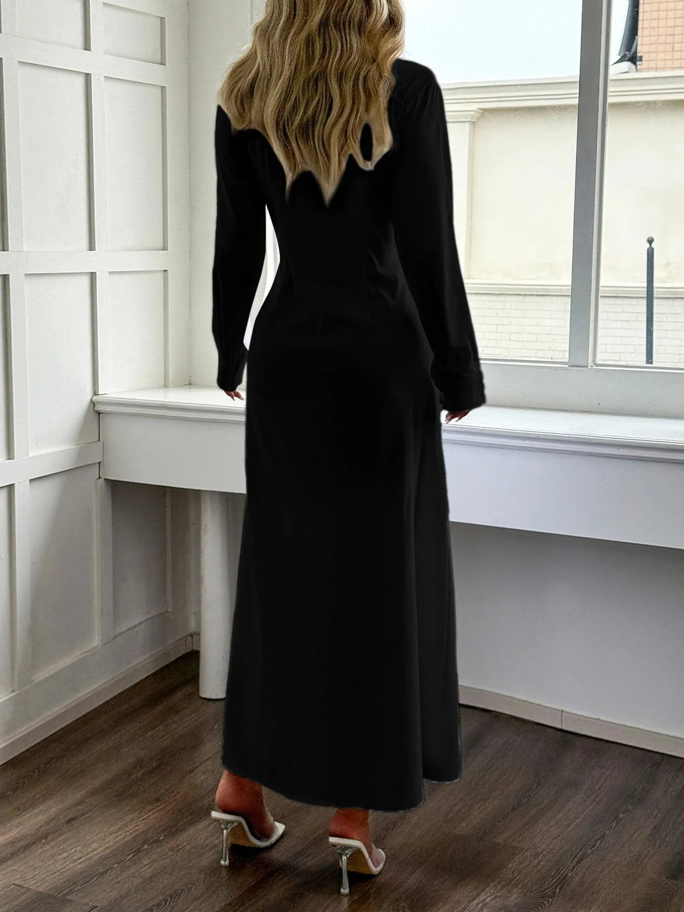 Slit Long Sleeve Maxi Shirt Dress – The Hyper Culture