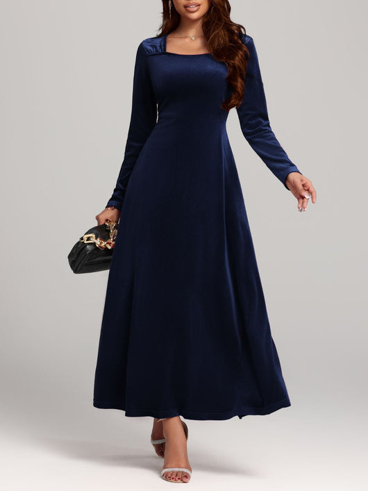 imperia long sleeve velvet dress Velvet V-Neck Long Sleeve Dress