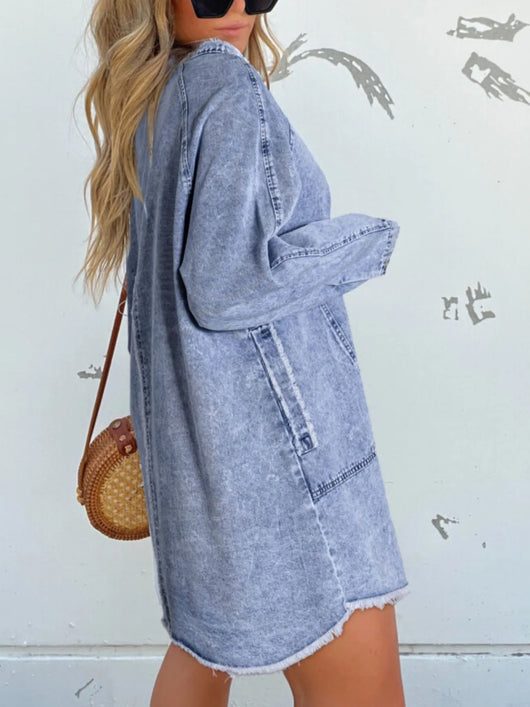Full Size Button-Front Long Sleeve Denim Shirt Dress Plus Size – The Hyper Culture