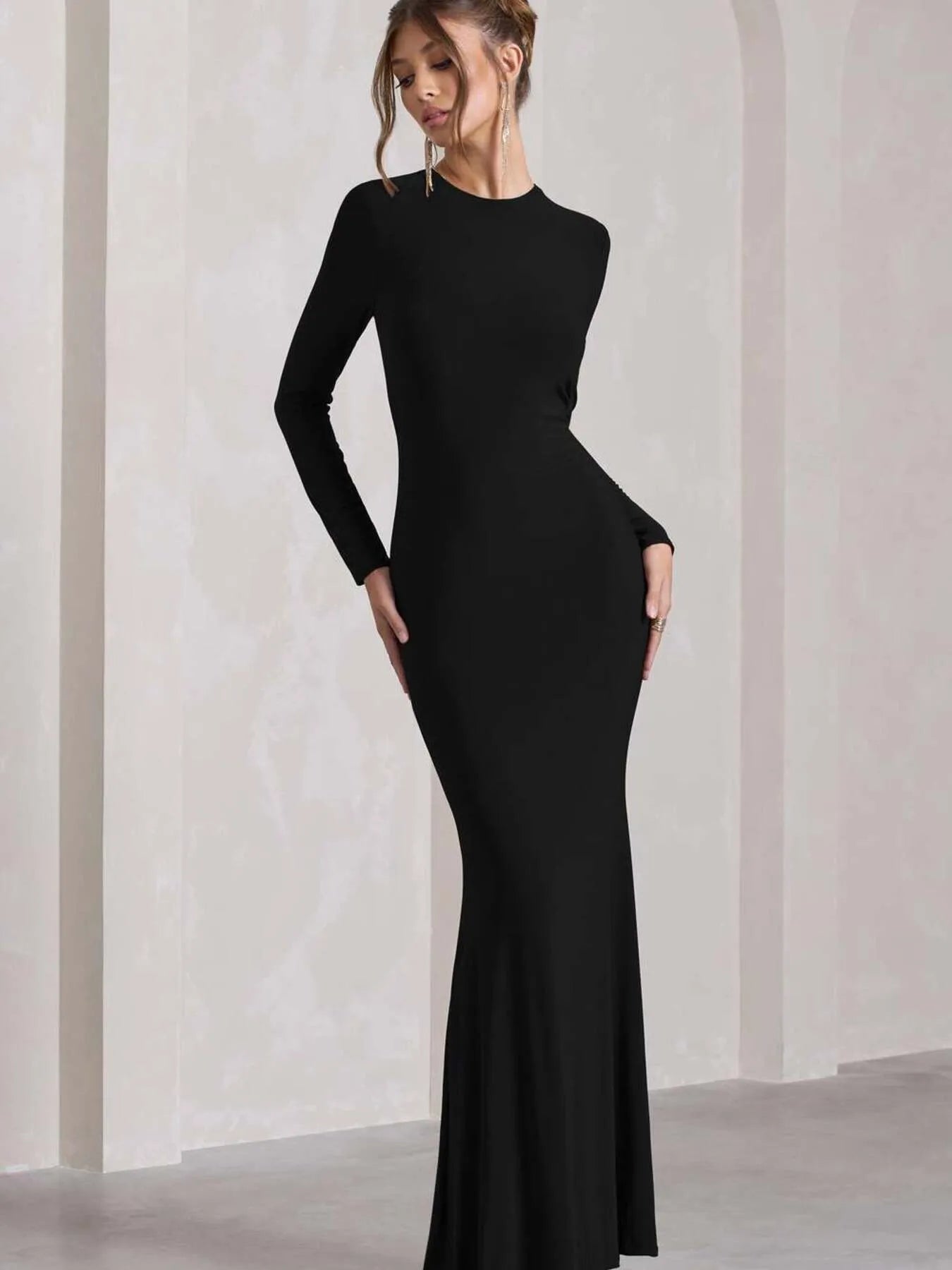 Round Neck Long Sleeve Bodycon Maxi Dress – The Hyper Culture
