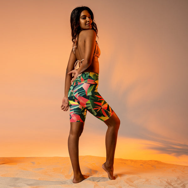 [GeoModa] Tropical Whimsy Biker Shorts