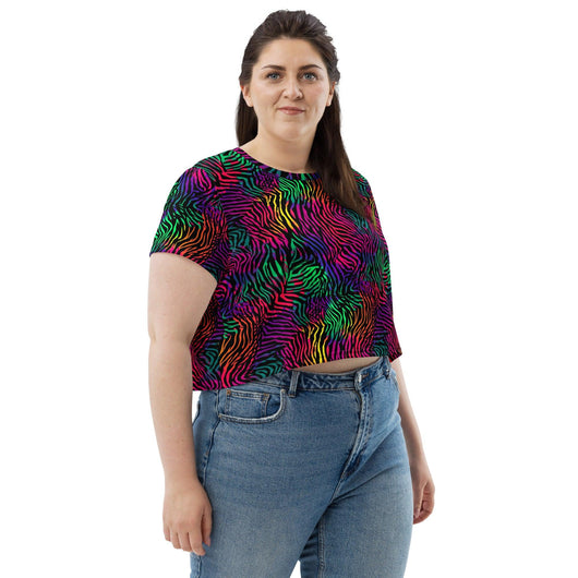 [Wild Side] Neon Zebra Crop Tee  The Hyper Culture