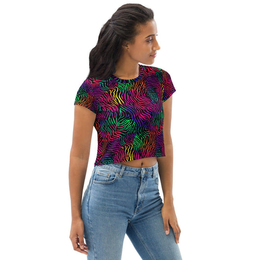 [Wild Side] Neon Zebra Crop Tee  The Hyper Culture