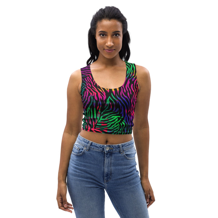 [Wild Side] Neon Zebra Crop Top T-shirt The Hyper Culture