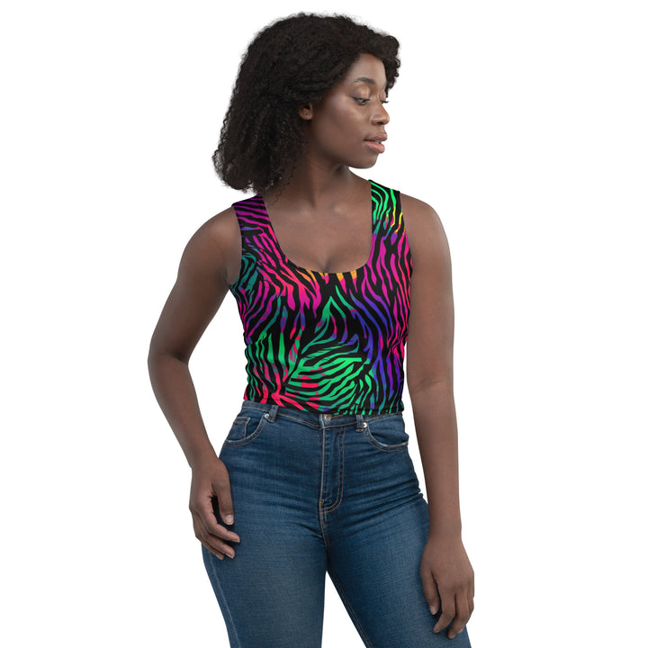 [Wild Side] Neon Zebra Crop Top T-shirt The Hyper Culture