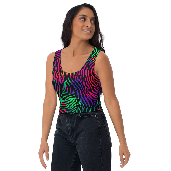 [Wild Side] Neon Zebra Crop Top T-shirt The Hyper Culture