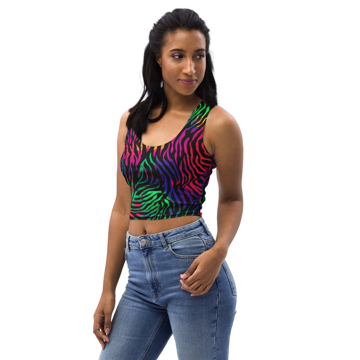 [Wild Side] Neon Zebra Crop Top T-shirt The Hyper Culture