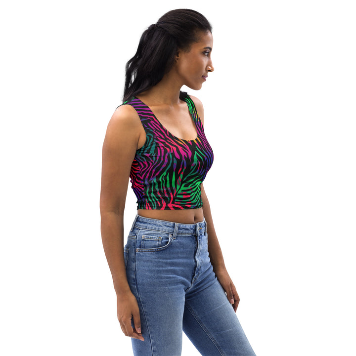 [Wild Side] Neon Zebra Crop Top T-shirt The Hyper Culture