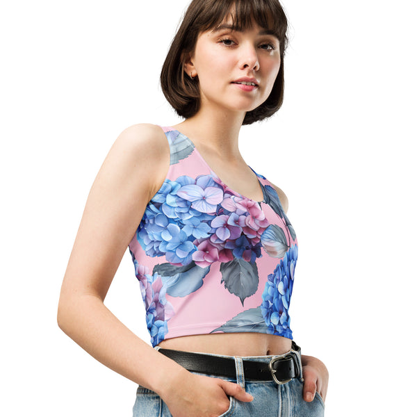 [Floral Bloom] Blushing Hydrangea Sleeveless Crop Top