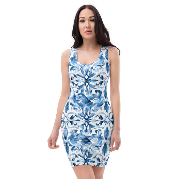 [Luxe Chic] Tapestry Blue Short Dress Dress The Hyper Culture