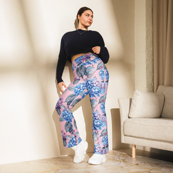 [Floral Bloom] Blushing Hydrangea Flare Leggings
