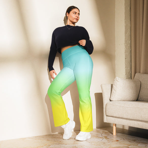 [THC Basics] Tropical Wave Flare Leggings