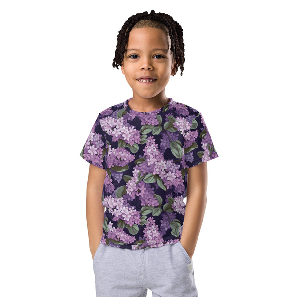 [Floral Bloom] Lavender Kids Crew Neck T-shirt
