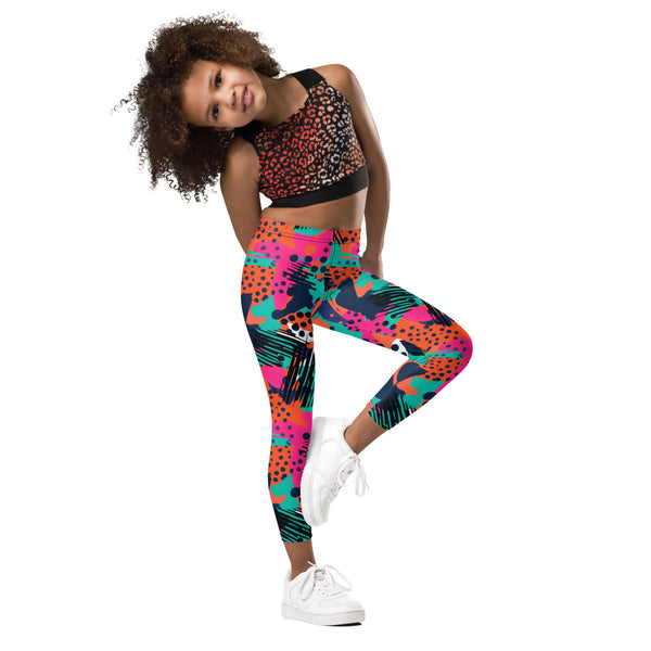 [GeoModa] Digital Chaos Kid's Leggings Kids Leggings The Hyper Culture