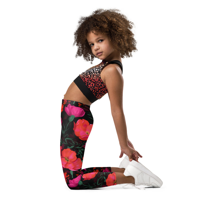 [Floral Bloom] Night Flora Kid's Leggings Kids Leggings The Hyper Culture