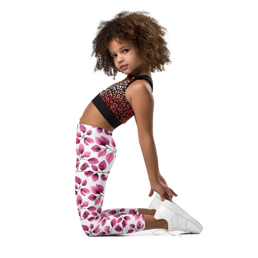 [Floral Bloom] Love Leaf Kid's Leggings Kids Leggings The Hyper Culture
