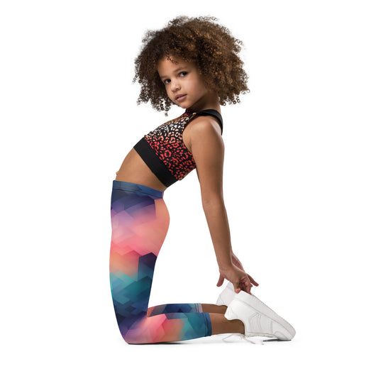 [GeoModa] Cubic Blush Kid's Leggings Kids Leggings The Hyper Culture