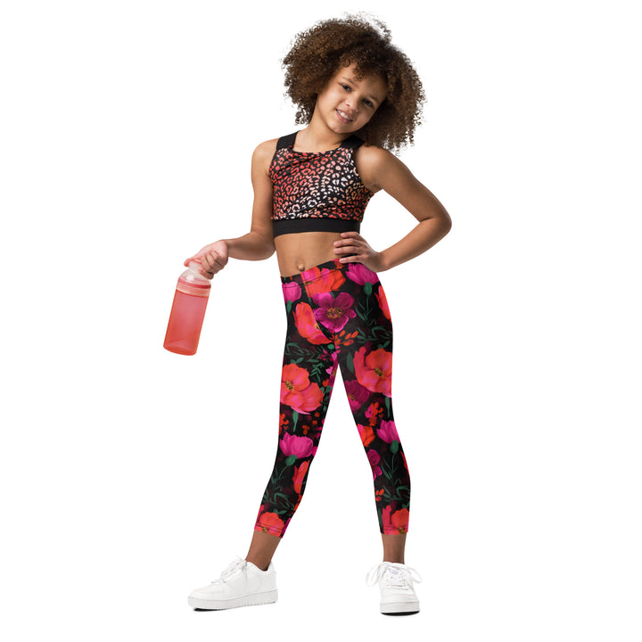 [Floral Bloom] Night Flora Kid's Leggings Kids Leggings The Hyper Culture