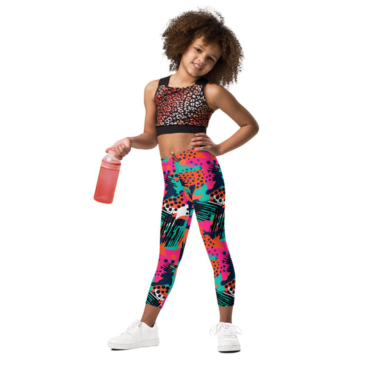 [GeoModa] Digital Chaos Kid's Leggings Kids Leggings The Hyper Culture