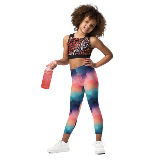[GeoModa] Cubic Blush Kid's Leggings Kids Leggings The Hyper Culture