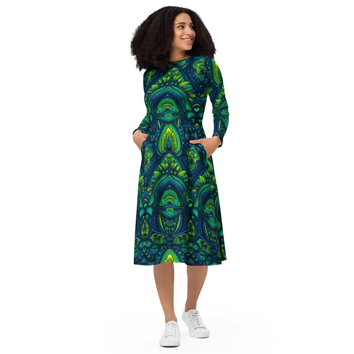 [Luxe Chic] Aqua Nouveau Long Sleeve Midi Dress Dress The Hyper Culture