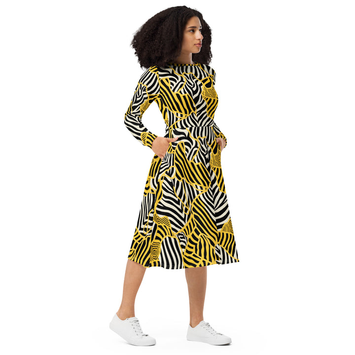 [Wild Side] Zebralicious Long Sleeve Midi Dress Dress The Hyper Culture