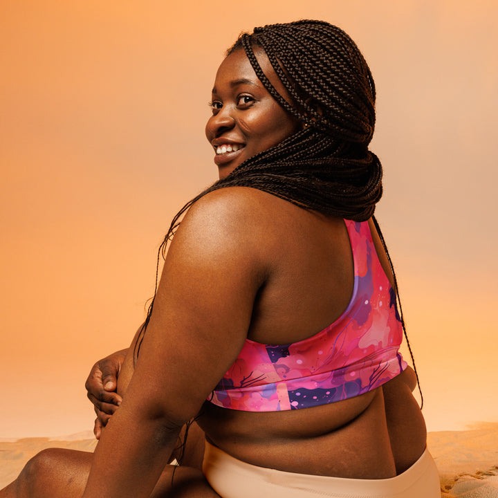 [Luxe Chic] Blush Galactic Longline Sports Bra Sports Bra The Hyper Culture