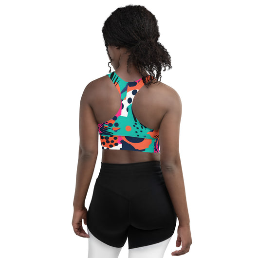 [GeoModa] Digital Chaos Longline Sports Bra Sports Bra The Hyper Culture