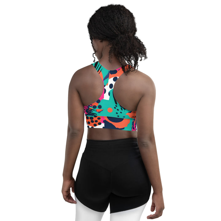 [GeoModa] Digital Chaos Longline Sports Bra Sports Bra The Hyper Culture