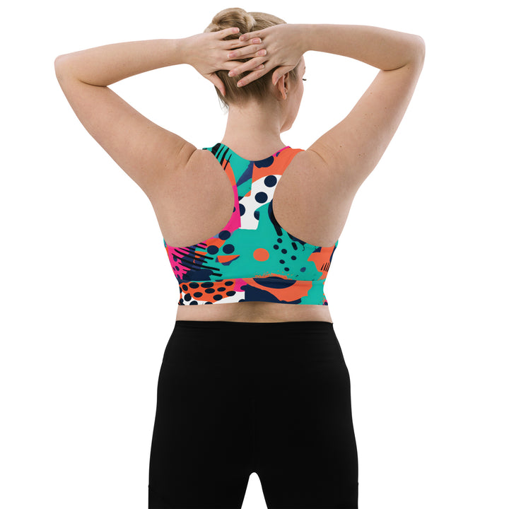 [GeoModa] Digital Chaos Longline Sports Bra Sports Bra The Hyper Culture