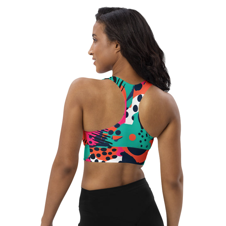 [GeoModa] Digital Chaos Longline Sports Bra Sports Bra The Hyper Culture