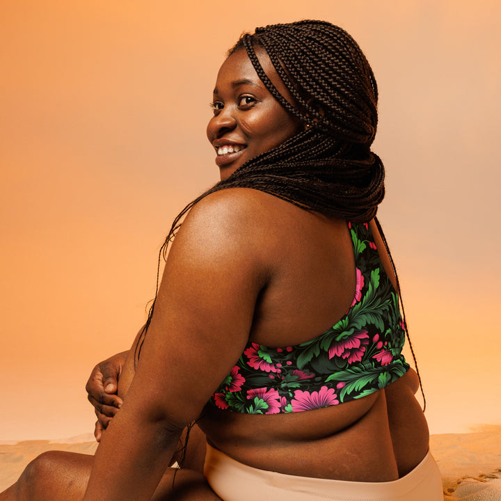 [Floral Bloom] Mystic Flora Longline Sports Bra Sports Bra The Hyper Culture