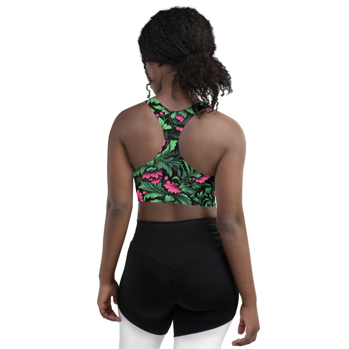 [Floral Bloom] Mystic Flora Longline Sports Bra Sports Bra The Hyper Culture