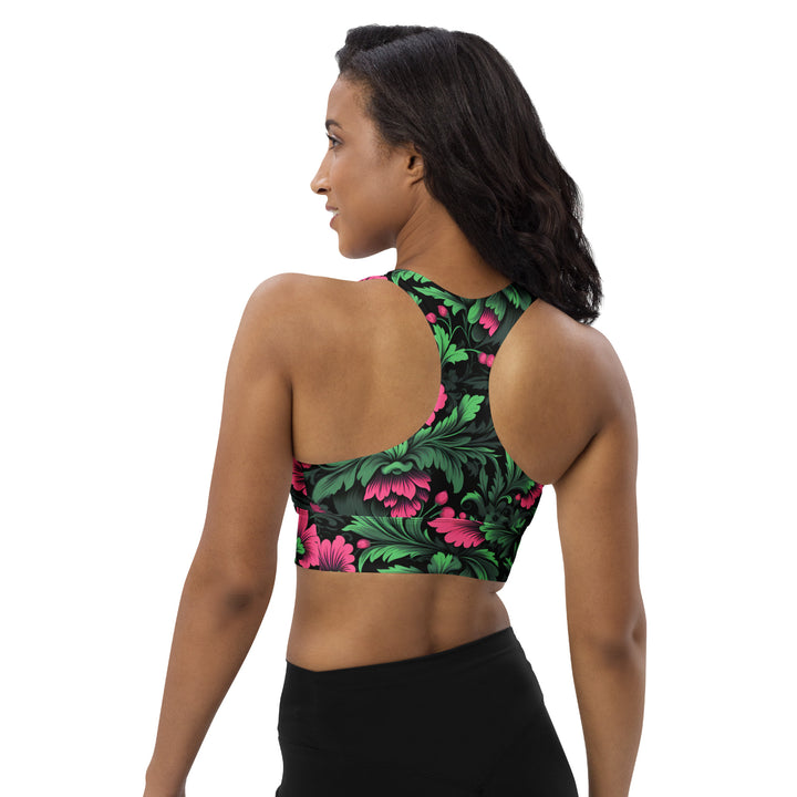 [Floral Bloom] Mystic Flora Longline Sports Bra Sports Bra The Hyper Culture